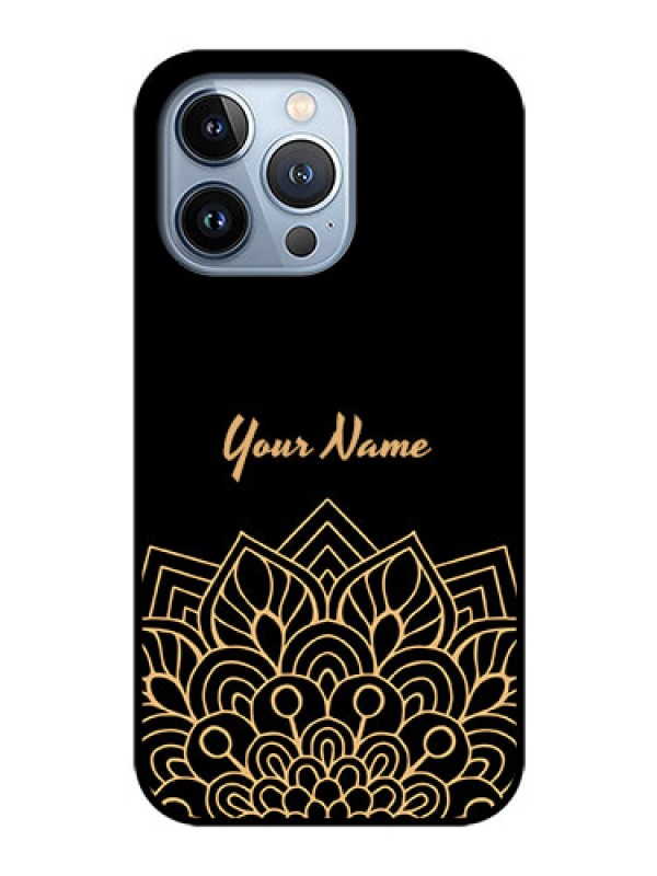 Custom iPhone 13 Pro Custom Glass Phone Case - Golden mandala Design