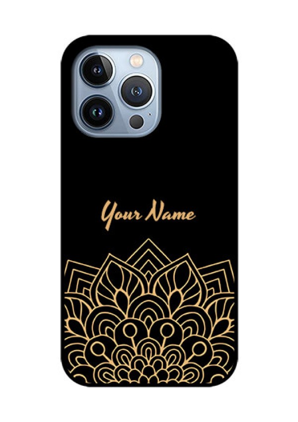 iPhone 13 Pro Custom Glass Phone Case - Golden mandala Design