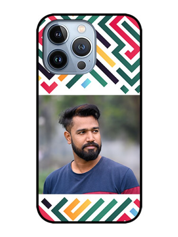 Custom iPhone 13 Pro Personalized Glass Phone Case - Colorful Maze Pattern Design