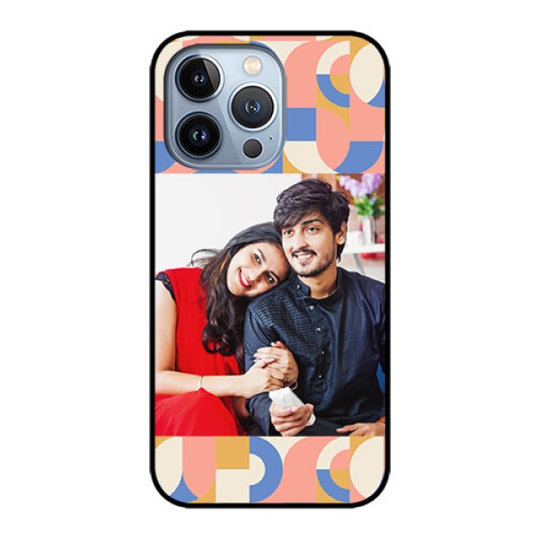 iPhone 13 Pro Photo Printing on Glass Case - Semi-circle Maze Pattern Design iPhone 13 Pro Photo Printing on Glass Case - Semi-circle Maze Pattern Design