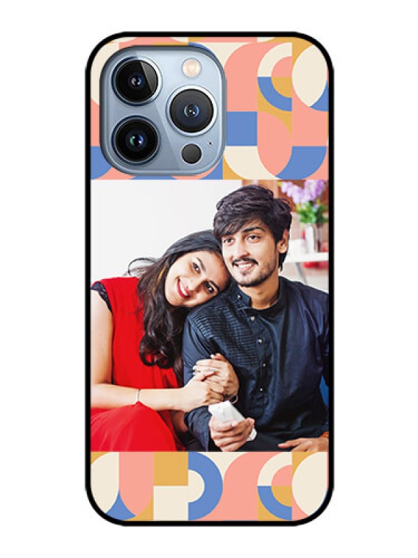 Custom iPhone 13 Pro Photo Printing on Glass Case - Semi-circle Maze Pattern Design