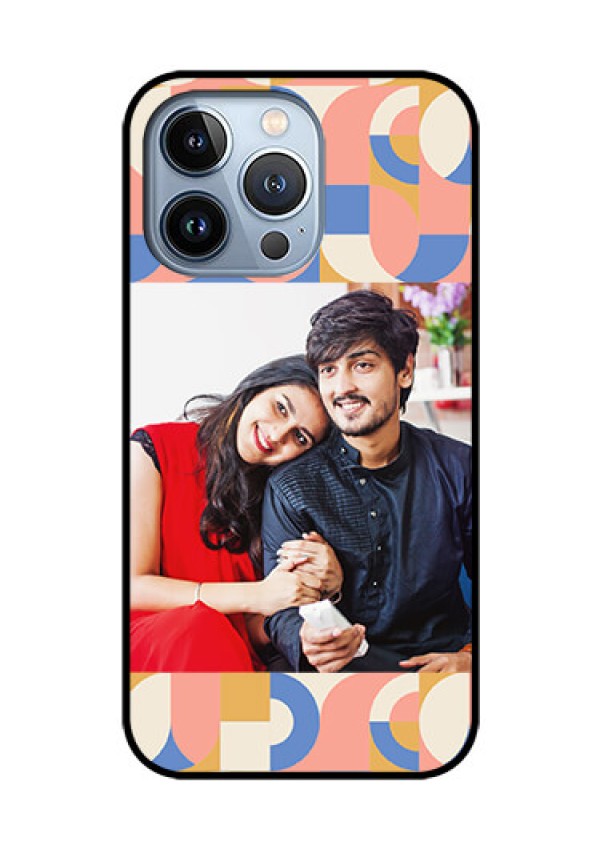 iPhone 13 Pro Photo Printing on Glass Case - Semi-circle Maze Pattern Design