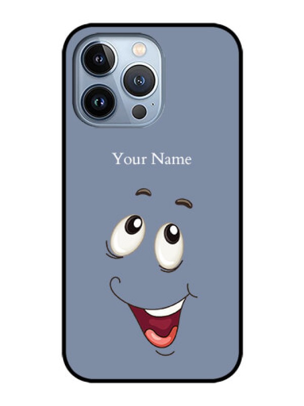 Custom iPhone 13 Pro Photo Printing on Glass Case - Laughing Cartoon Face Design