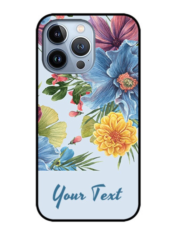 Custom iPhone 13 Pro Custom Glass Mobile Case - Stunning Watercolored Flowers Painting Design