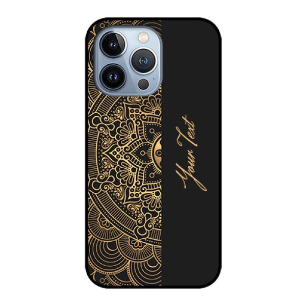 iPhone 13 Pro Photo Printing on Glass Case - Mandala art with custom text Design iPhone 13 Pro Photo Printing on Glass Case - Mandala art with custom text Design