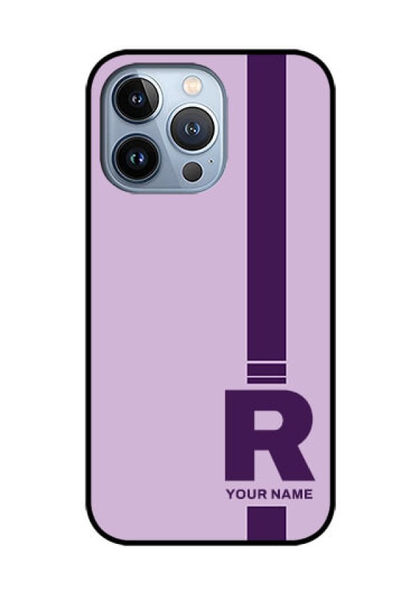 iPhone 13 Pro Photo Printing on Glass Case - Simple dual tone stripe with name Design