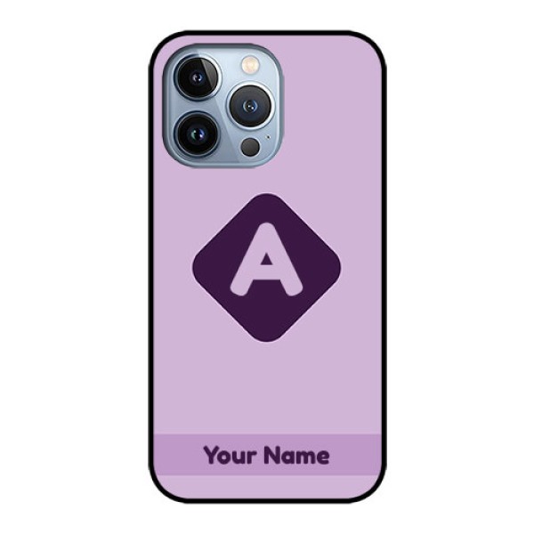 iPhone 13 Pro Custom Glass Mobile Case - Custom Letter in curved badge Design iPhone 13 Pro Custom Glass Mobile Case - Custom Letter in curved badge Design
