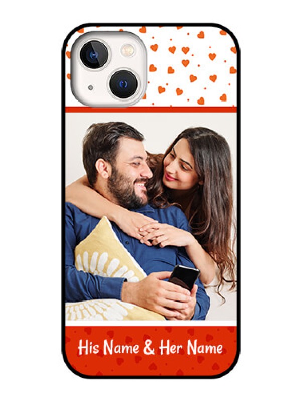 Custom iPhone 13 Custom Glass Phone Case - Orange Love Symbol Design