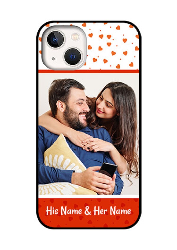 iPhone 13 Custom Glass Phone Case - Orange Love Symbol Design