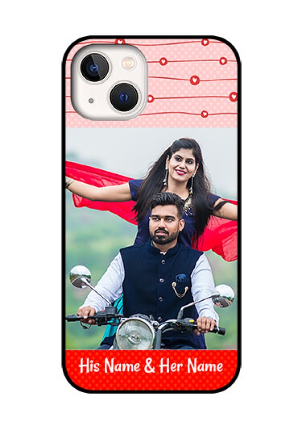 iPhone 13 Personalized Glass Phone Case - Red Pattern Case Design