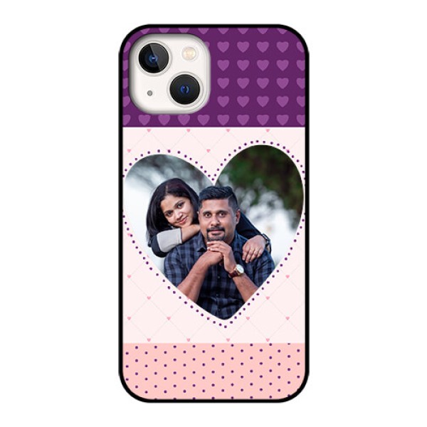 iPhone 13 Custom Glass Phone Case - Violet Love Dots Design