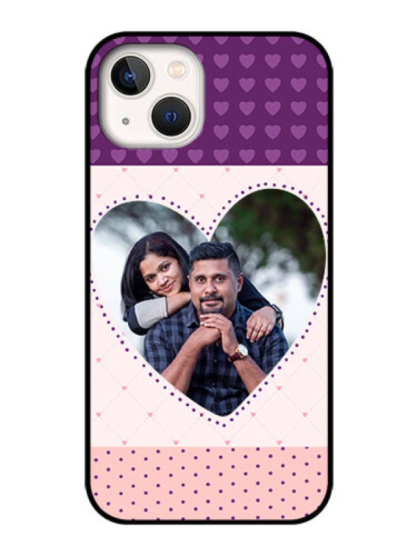 Custom iPhone 13 Custom Glass Phone Case - Violet Love Dots Design