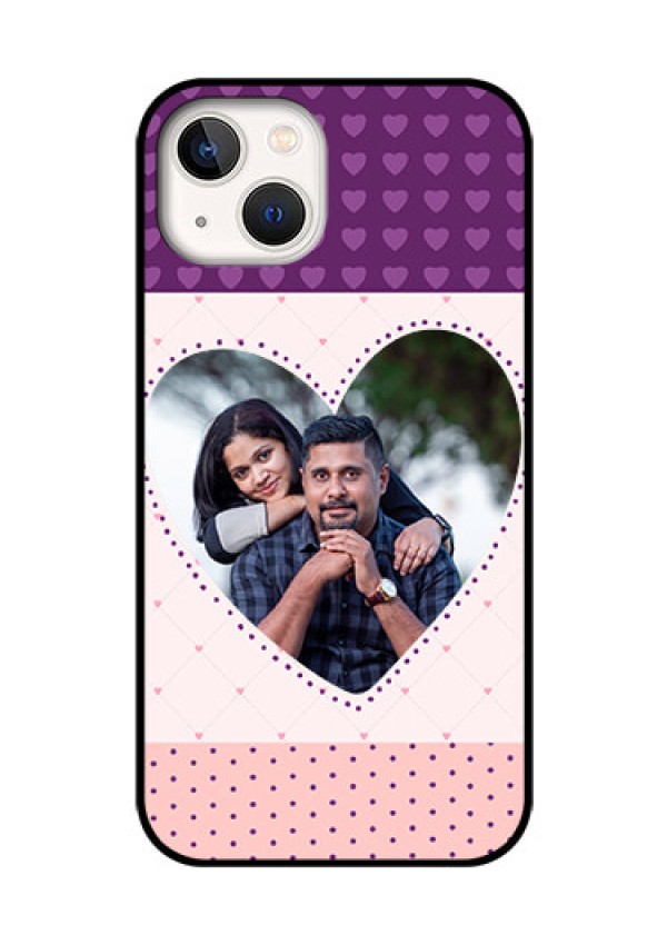 iPhone 13 Custom Glass Phone Case - Violet Love Dots Design