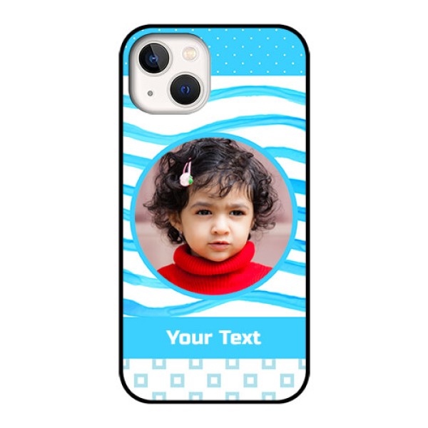 iPhone 13 Custom Glass Phone Case - Simple Blue Case Design iPhone 13 Custom Glass Phone Case - Simple Blue Case Design