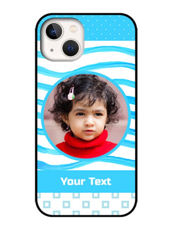 Custom iPhone 13 Custom Glass Phone Case - Simple Blue Case Design