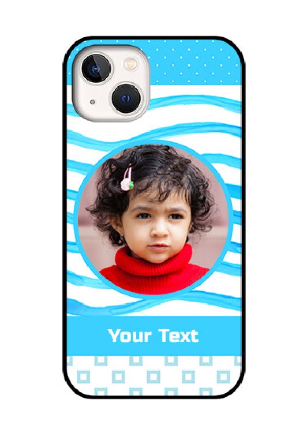 iPhone 13 Custom Glass Phone Case - Simple Blue Case Design