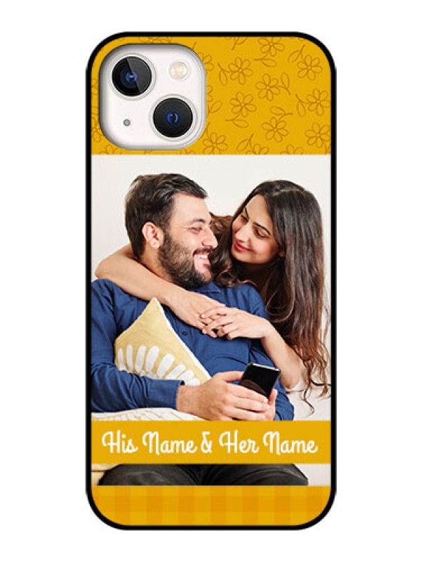 Custom iPhone 13 Custom Glass Mobile Case - Yellow Floral Design