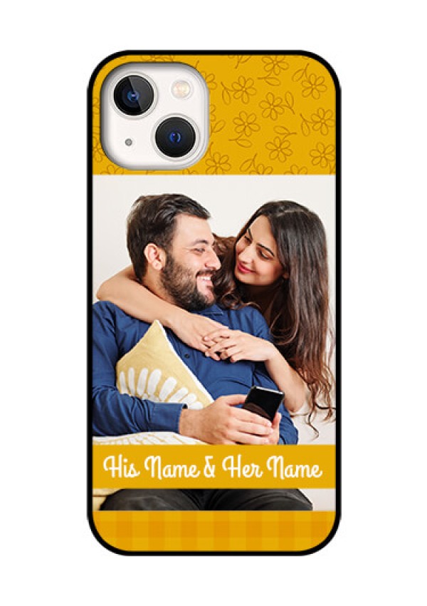 iPhone 13 Custom Glass Mobile Case - Yellow Floral Design