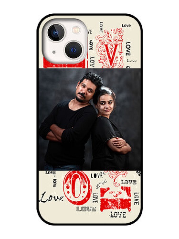Custom iPhone 13 Photo Printing on Glass Case - Trendy Love Design Case