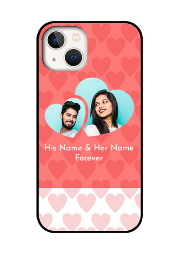 iPhone 13 Personalized Glass Phone Case - Couple Pic Upload Design