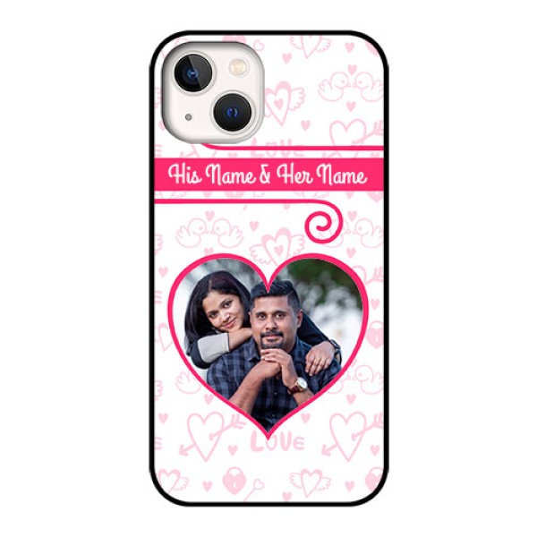 iPhone 13 Personalized Glass Phone Case - Heart Shape Love Design iPhone 13 Personalized Glass Phone Case - Heart Shape Love Design