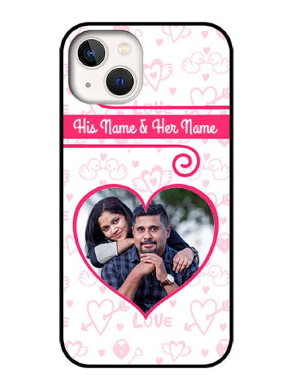 Custom iPhone 13 Personalized Glass Phone Case - Heart Shape Love Design