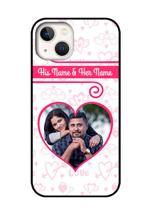 iPhone 13 Personalized Glass Phone Case - Heart Shape Love Design
