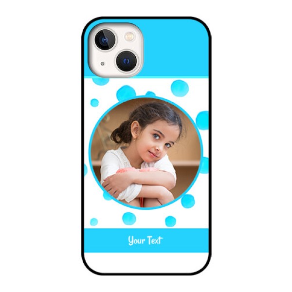 iPhone 13 Photo Printing on Glass Case - Blue Bubbles Pattern Design iPhone 13 Photo Printing on Glass Case - Blue Bubbles Pattern Design