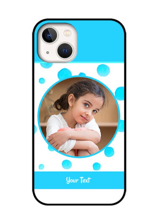 iPhone 13 Photo Printing on Glass Case - Blue Bubbles Pattern Design