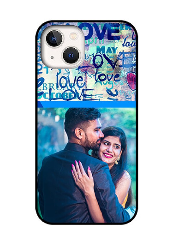 iPhone 13 Custom Glass Mobile Case - Colorful Love Design