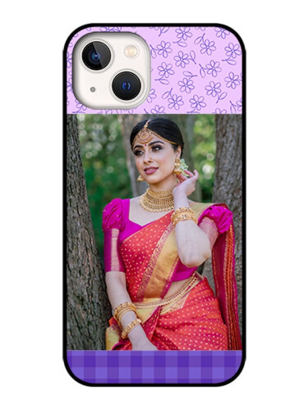 Custom iPhone 13 Custom Glass Phone Case - Purple Floral Design