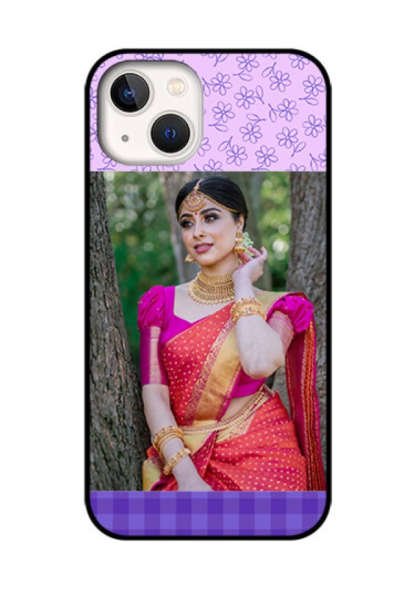 iPhone 13 Custom Glass Phone Case - Purple Floral Design
