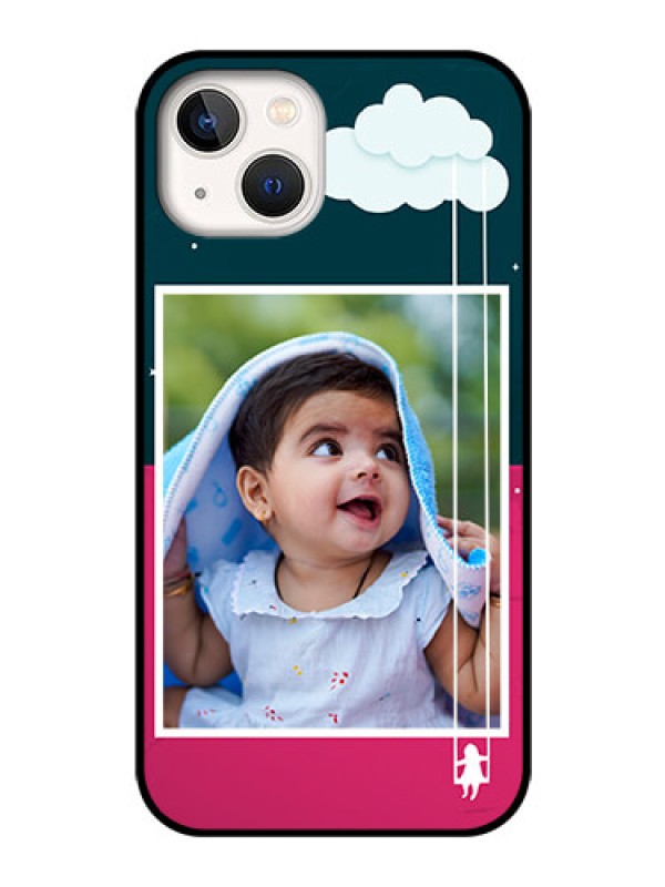 Custom iPhone 13 Custom Glass Phone Case - Cute Girl with Cloud Design