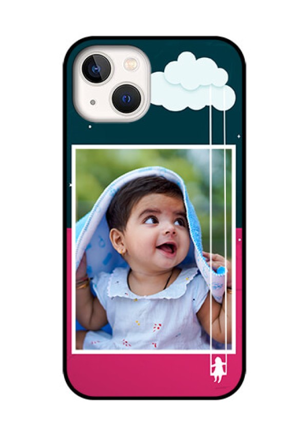iPhone 13 Custom Glass Phone Case - Cute Girl with Cloud Design