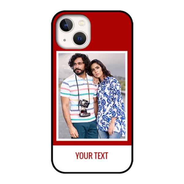iPhone 13 Personalized Glass Phone Case - Simple Red Color Design