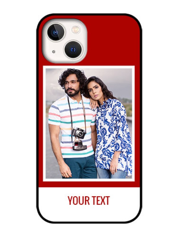 Custom iPhone 13 Personalized Glass Phone Case - Simple Red Color Design