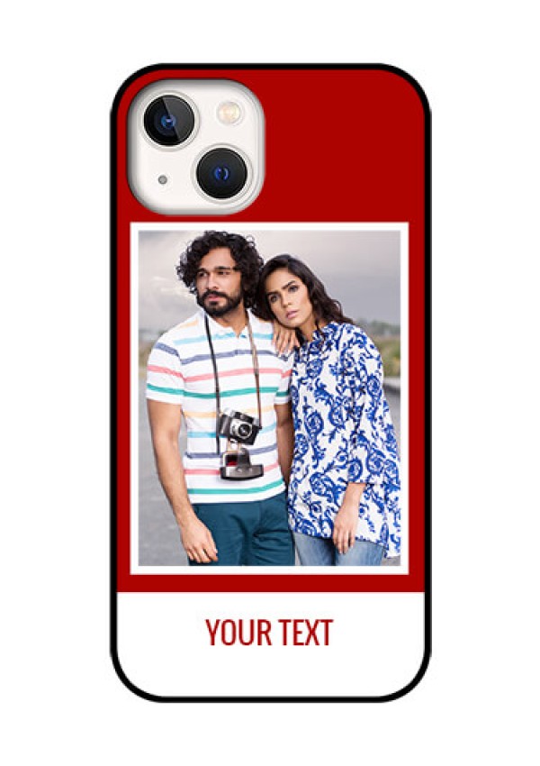 iPhone 13 Personalized Glass Phone Case - Simple Red Color Design
