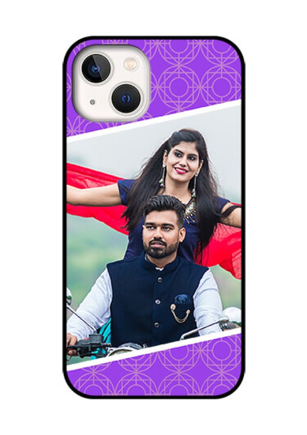iPhone 13 Custom Glass Phone Case - Violet Pattern Design