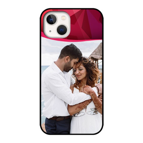 iPhone 13 Custom Glass Mobile Case - Red Abstract Design