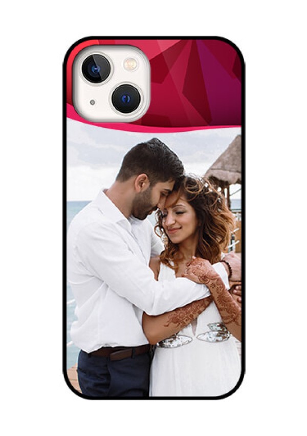 iPhone 13 Custom Glass Mobile Case - Red Abstract Design