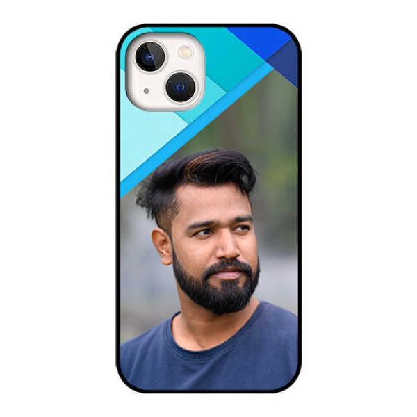 iPhone 13 Custom Glass Phone Case - Blue Pattern Design