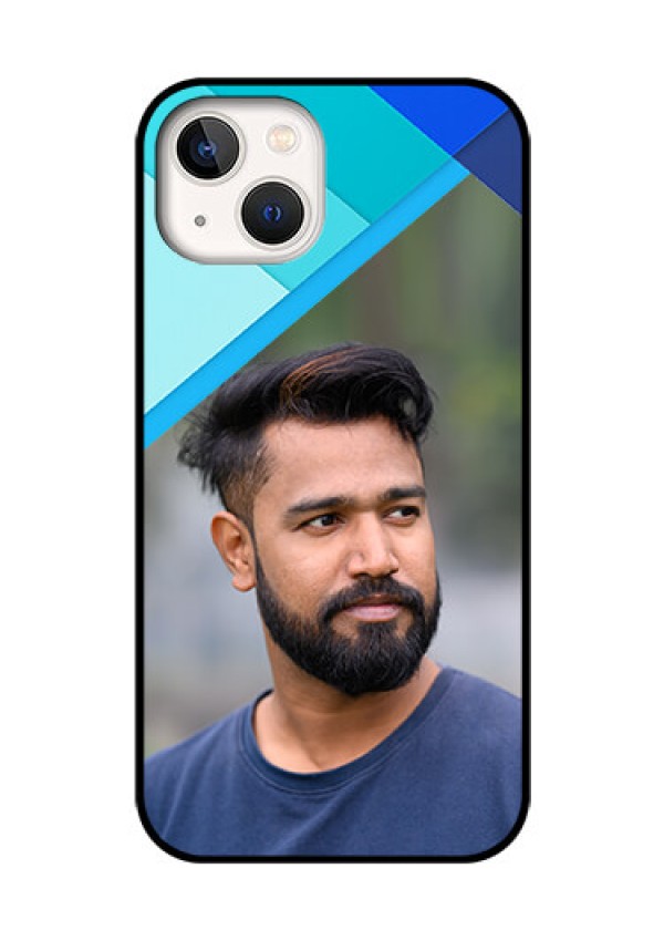 iPhone 13 Custom Glass Phone Case - Blue Pattern Design