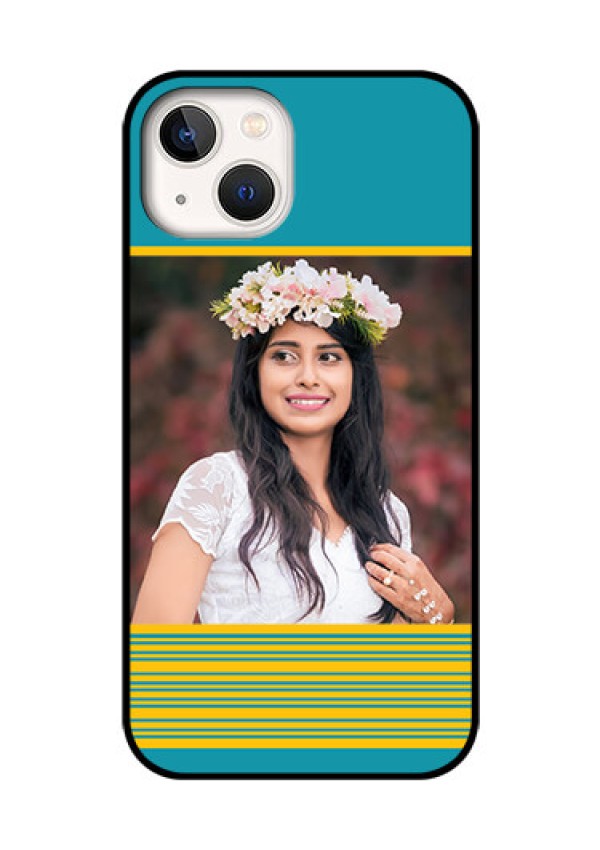 iPhone 13 Custom Glass Phone Case - Yellow & Blue Design