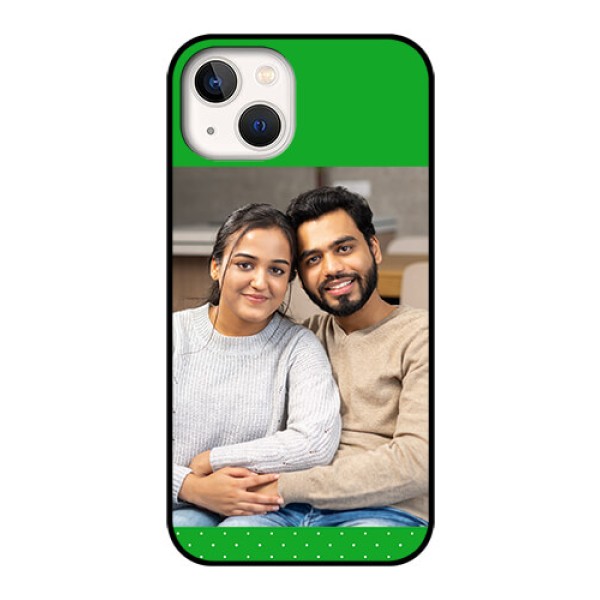 iPhone 13 Personalized Glass Phone Case - Green Pattern Design