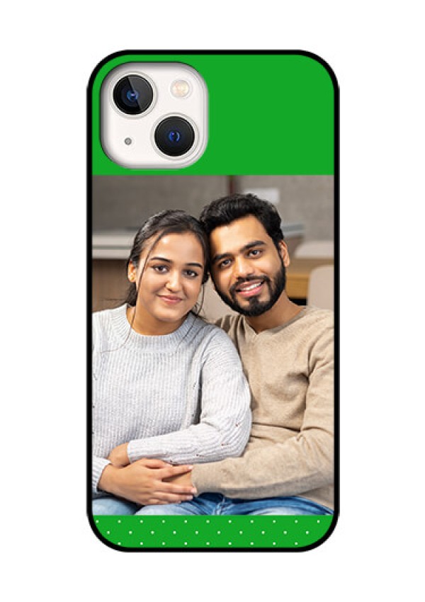 iPhone 13 Personalized Glass Phone Case - Green Pattern Design