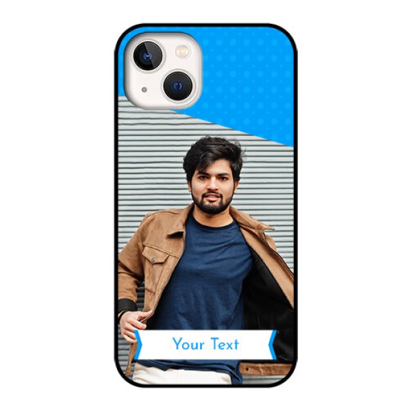 iPhone 13 Photo Printing on Glass Case - Simple Blue Color Design