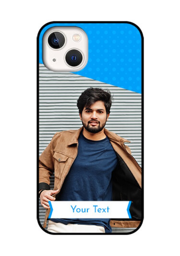 iPhone 13 Photo Printing on Glass Case - Simple Blue Color Design