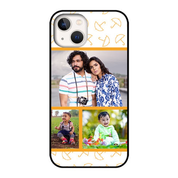 iPhone 13 Custom Glass Mobile Case - Yellow Pattern Design
