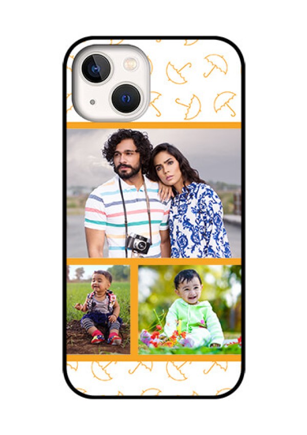 iPhone 13 Custom Glass Mobile Case - Yellow Pattern Design