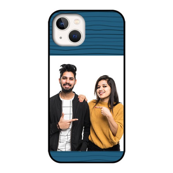 iPhone 13 Custom Glass Phone Case - Blue Pattern Cover Design
